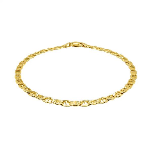 3.2mm 14k Yellow Gold Mariner Link Anklet