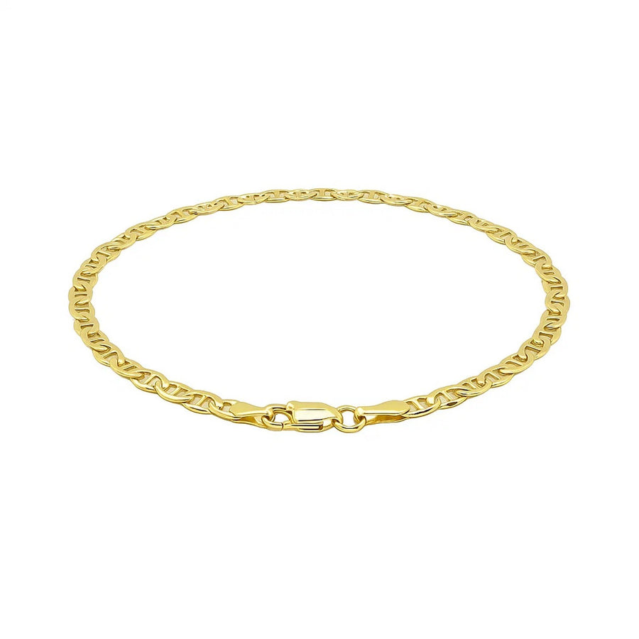 3.2mm 14k Yellow Gold Mariner Link Anklet