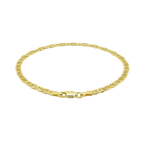 3.2mm 14k Yellow Gold Mariner Link Anklet