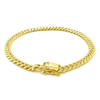 14k Yellow Gold Classic Miami Cuban Solid Bracelet (4.90 mm)