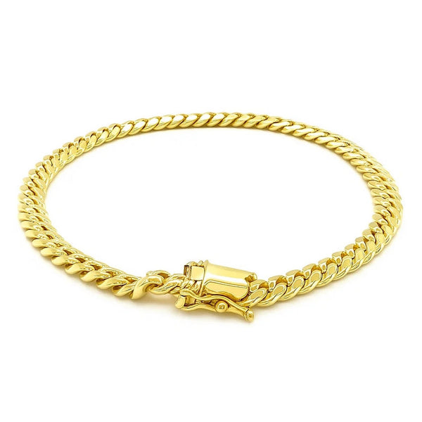 14k Yellow Gold Classic Miami Cuban Solid Bracelet (4.90 mm)