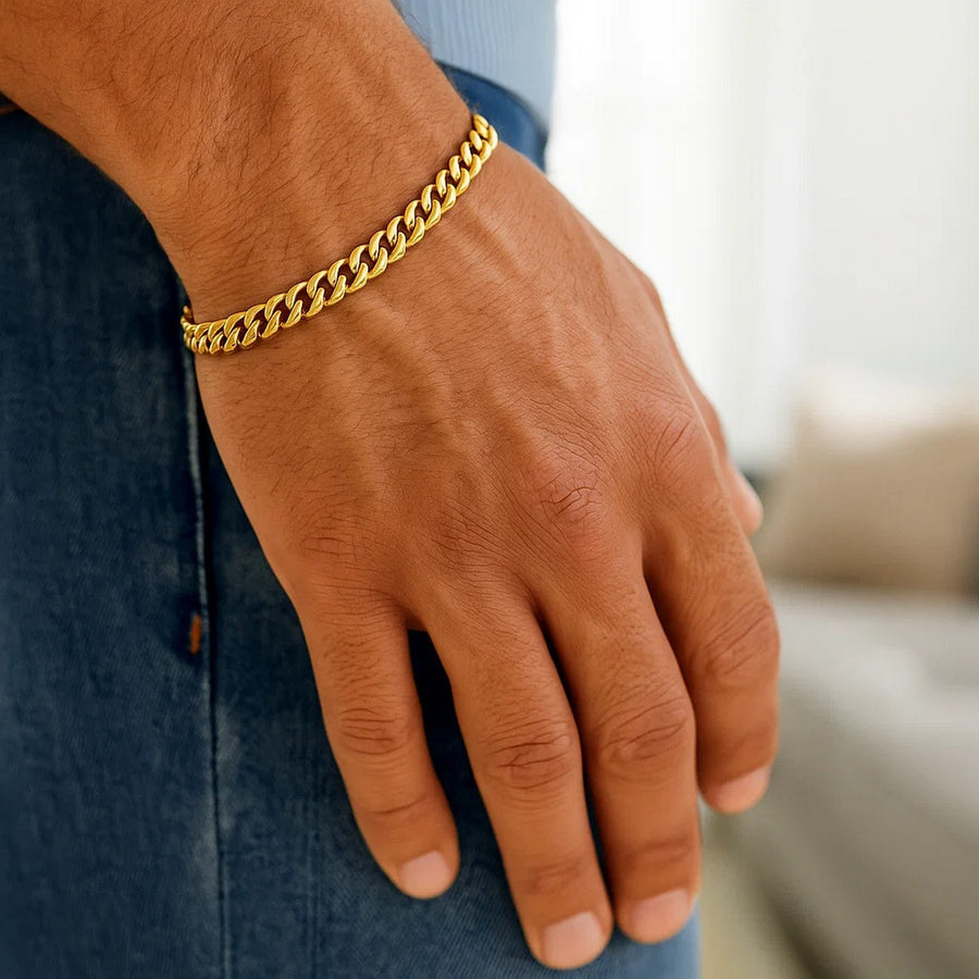 14k Yellow Gold Classic Miami Cuban Solid Bracelet (4.90 mm)