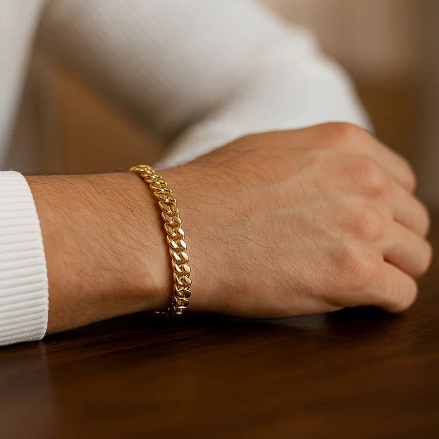 14k Yellow Gold Classic Miami Cuban Solid Bracelet (4.90 mm)