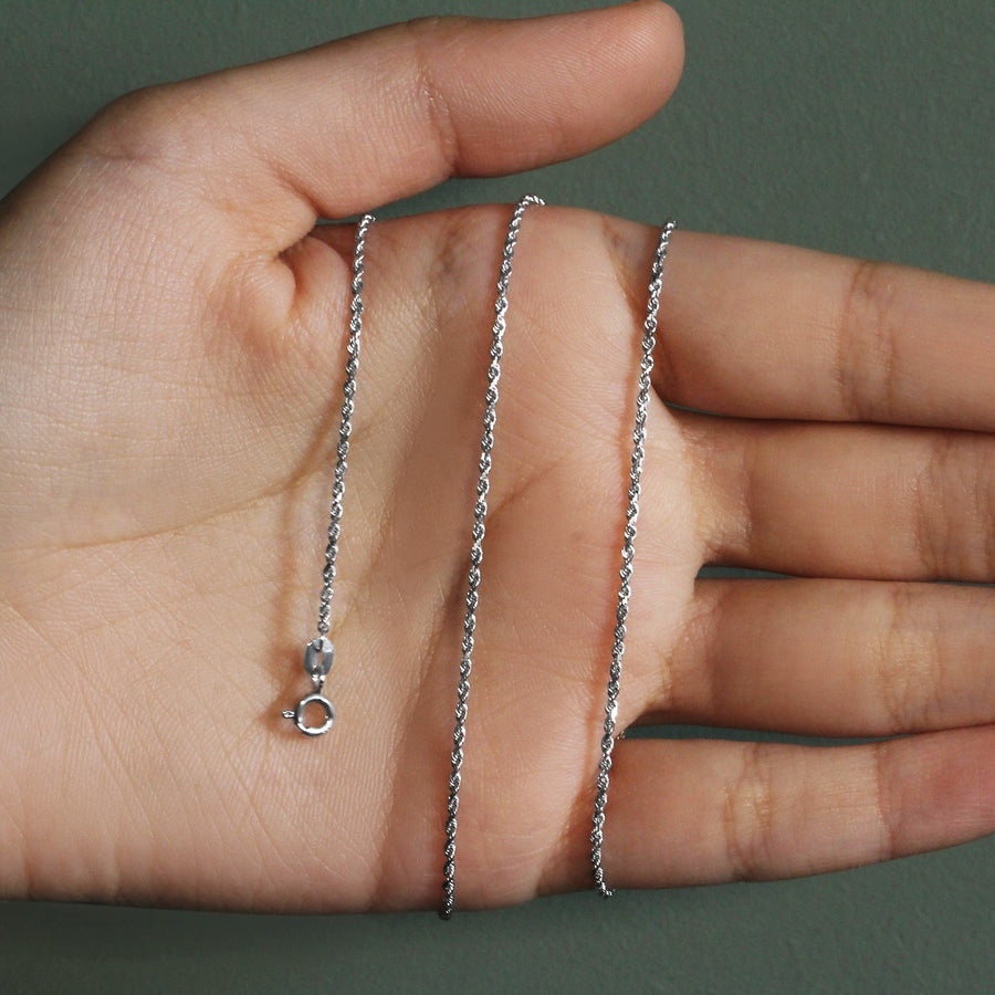 10k White Gold Solid Diamond Cut Rope Chain (1.40 mm)