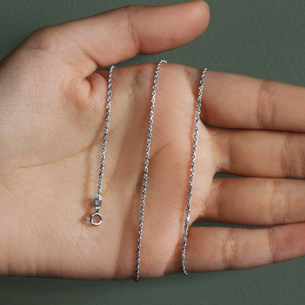 10k White Gold Solid Diamond Cut Rope Chain (1.40 mm)
