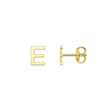 14K Yellow Gold Yours Truly Initial E Stud Earrings thumbnail 1