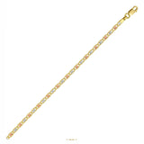 14K tri-color gold Valentino chain with pave-set links, 2.50 mm width thumbnail 1