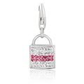Sterling silver 925 handbag charm with multi-tone crystal embellishments