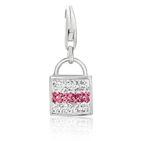 Sterling Silver Handbag Charm with Multi Tone Crystal Embellishments
