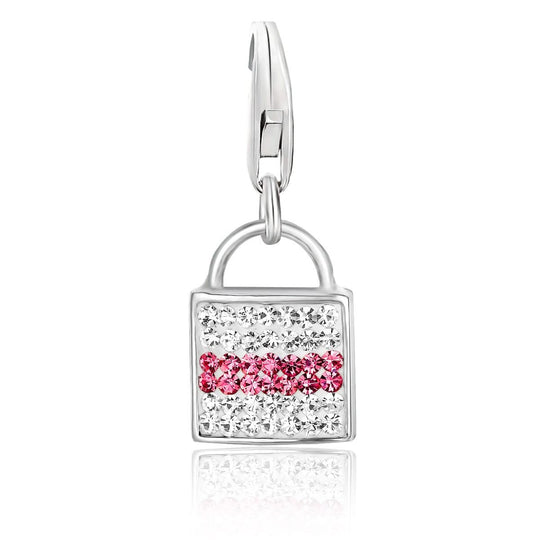 Sterling Silver Handbag Charm with Multi Tone Crystal Embellishments