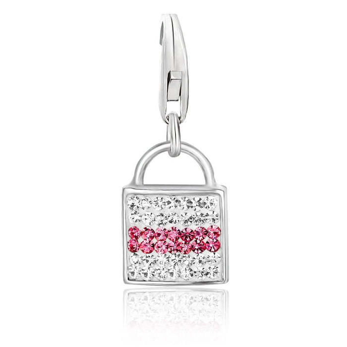 Sterling Silver Handbag Charm with Multi Tone Crystal Embellishments