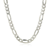 Rhodium Plated Sterling Silver Figaro Style Chain (8.10 mm)