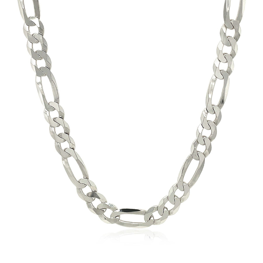 Rhodium Plated Sterling Silver Figaro Style Chain (8.10 mm)