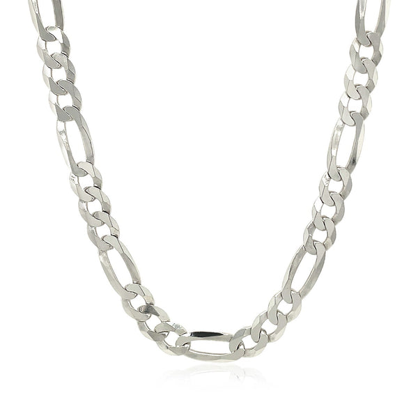 Rhodium Plated Sterling Silver Figaro Style Chain (8.10 mm)