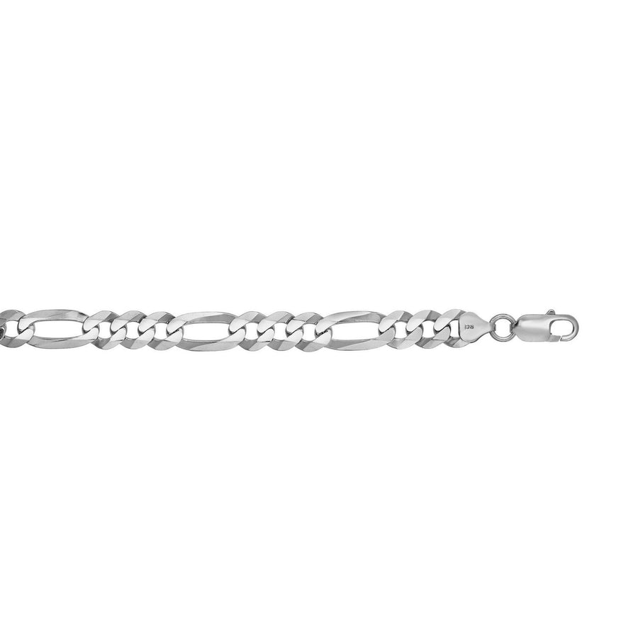Rhodium Plated 8.8mm Sterling Silver Figaro Style Chain