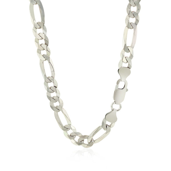 Rhodium Plated 8.8mm Sterling Silver Figaro Style Chain