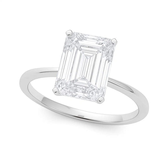 14K white gold ring with one radiant diamond solitaire stone