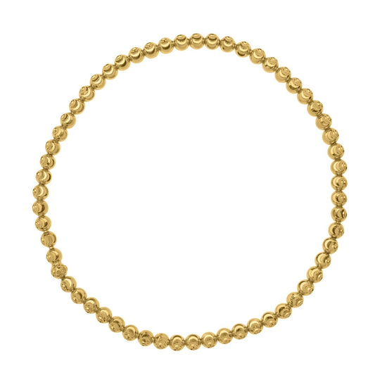 14K yellow gold moon-cut bead stretch bracelet in 2.90 mm faceted gold beads