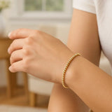 Moon Cut Bead Stretch Bracelet in 14K Yellow Gold (2.90 mm) thumbnail 3