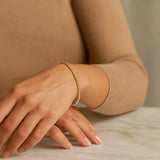 Moon Cut Bead Stretch Bracelet in 14K Yellow Gold (2.90 mm) thumbnail 4