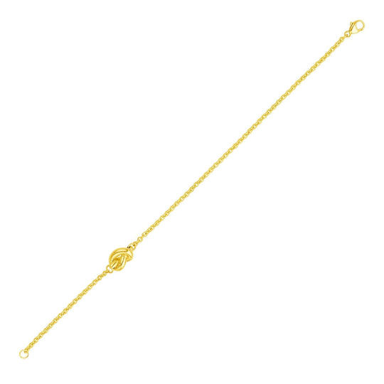 14K yellow gold chain bracelet with polished center knot