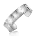 925 sterling silver rhodium plated concave cuff bangle with hammered motif