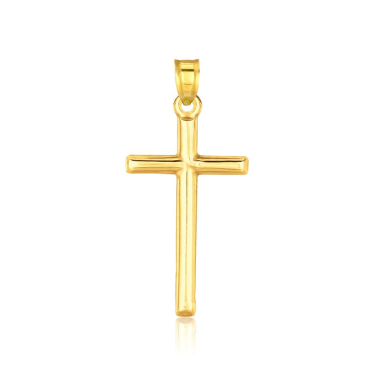 14K yellow gold high polish cross pendant with clean square-cut arms