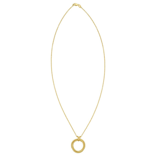 14K yellow gold interlocking trinity necklace with three linked rings