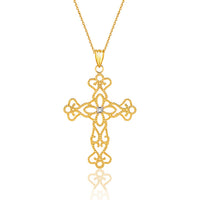 14K Yellow Gold Cross Pendant With Diamond