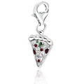 Sterling silver pizza slice charm with hand-painted multi-color enamel accents