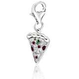 Sterling silver pizza slice charm with hand-painted multi-color enamel accents thumbnail 1