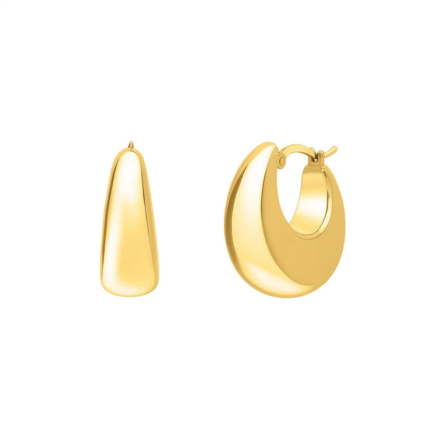14k Yellow Gold Large Tapered Hoop Earrings(20x20mm)