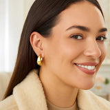 14k Yellow Gold Large Tapered Hoop Earrings(20x20mm) thumbnail 3