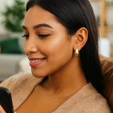 14k Yellow Gold Large Tapered Hoop Earrings(20x20mm) thumbnail 4