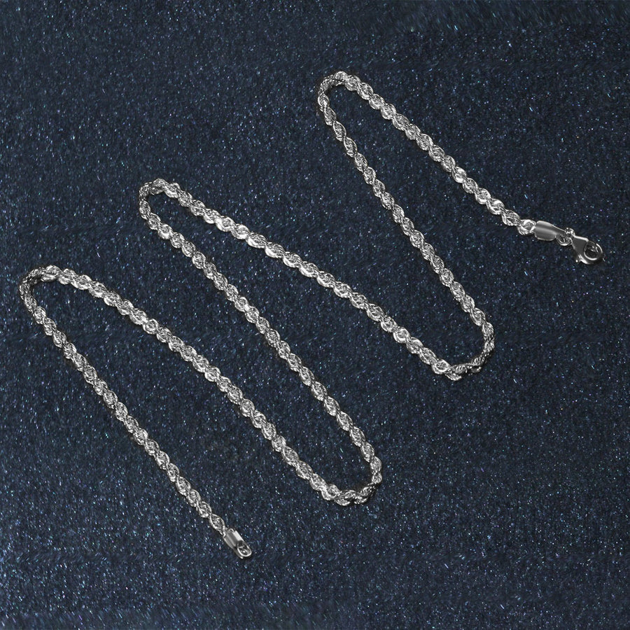 14k White Gold Solid Diamond Cut Rope Chain (2.50 mm)