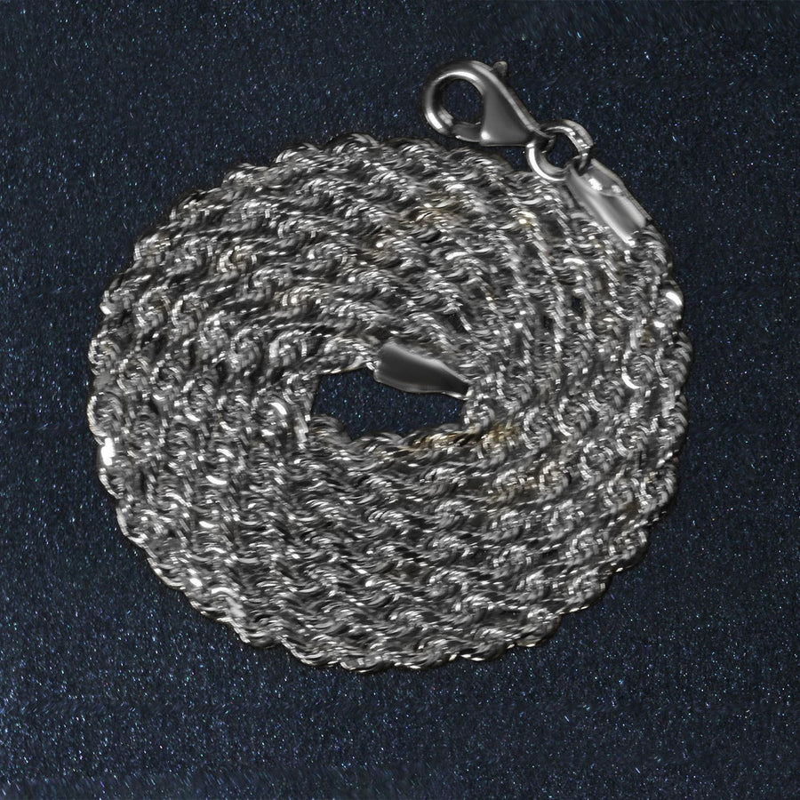 14k White Gold Solid Diamond Cut Rope Chain (2.50 mm)