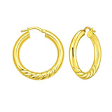 14K Yellow Gold Twisted Large Hoop Earrings thumbnail 1
