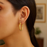 14K Yellow Gold Twisted Large Hoop Earrings thumbnail 2