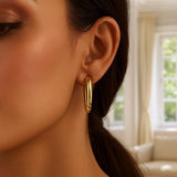 14K Yellow Gold Twisted Large Hoop Earrings thumbnail 3
