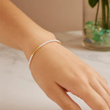 14k Yellow Gold High Polish Freshwater Pearl Pallina Bead Bracelet (2.00 mm) thumbnail 5