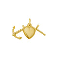 14K yellow gold heart cross and anchor charm pendant with polished finish