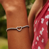 Sterling Silver Rhodium Plated Heart Bead Friendship Bracelet thumbnail 4