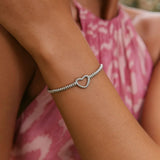 Sterling Silver Rhodium Plated Heart Bead Friendship Bracelet thumbnail 5
