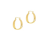 14K Yellow Gold Oval Back to Back Hoop Earrings thumbnail 1