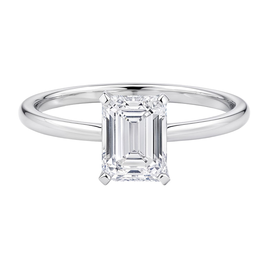 1 1/2 Carat Emerald Lab Grown IGI G/VS1 Diamond Solitaire Ring in 14K White Gold