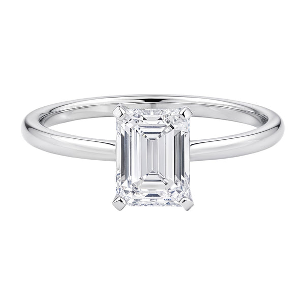 1 1/2 Carat Emerald Lab Grown IGI G/VS1 Diamond Solitaire Ring in 14K White Gold