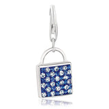 Sterling silver handbag charm earring with white and blue studded stones thumbnail 1