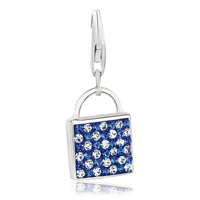 Sterling Silver Handbag White and Blue Studded Charm