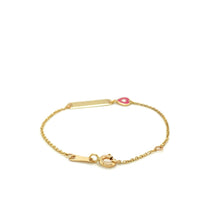 Load image into Gallery viewer, 14k Yellow Gold 5 1/2 inch Childrens ID Bracelet with Enameled Heart (1.00 mm)