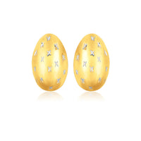 14K Yellow Gold Sparkle Kiss Diamond-cut Oval Stud Earrings